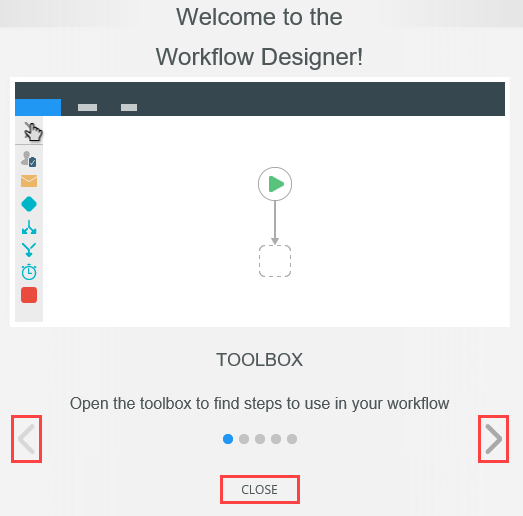 Workflow Designer Welcome Screen