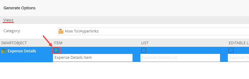 Generate Expense Details Item View