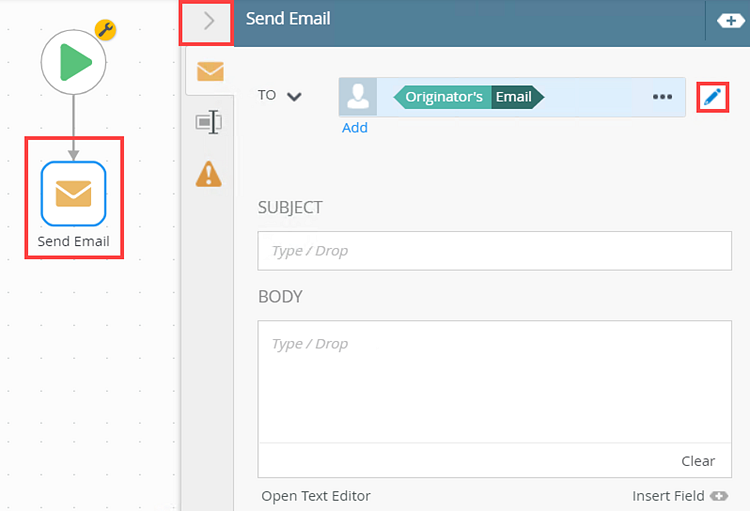 Send Email Step Edit To
