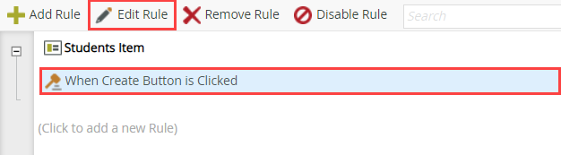 Edit Create Button Click Rule