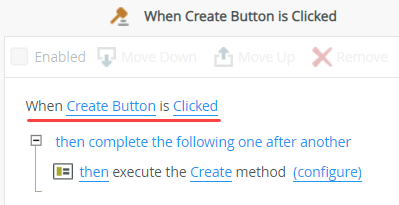 Create Button Clicked Rule