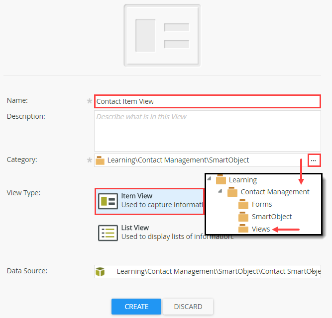 Contact Item View Properties