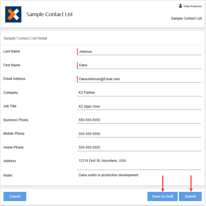 Complete List Form Fields