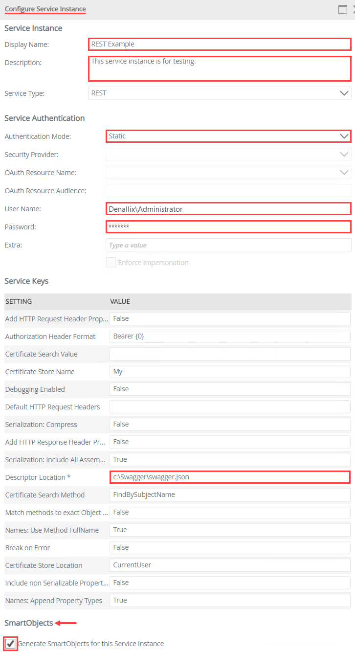 Service Instance Keys