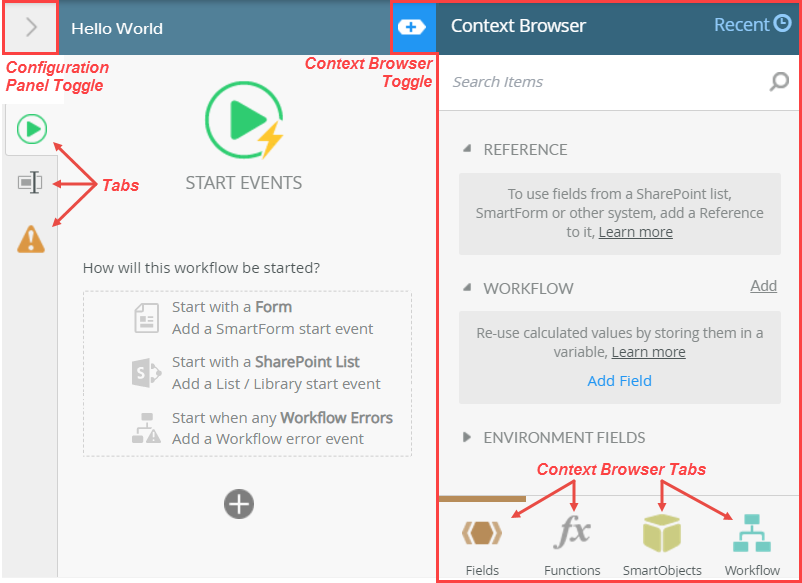 The Configuration Panel and Context Browser