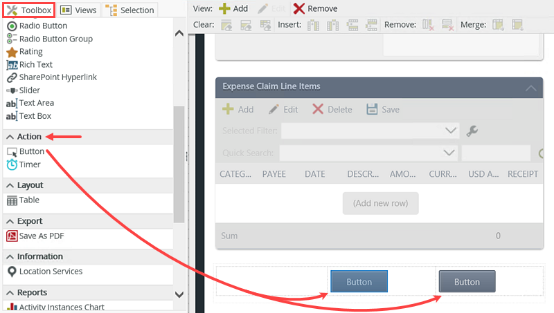 Add Buttons to Layout Table