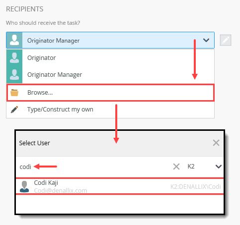 Select Redirect Recipient