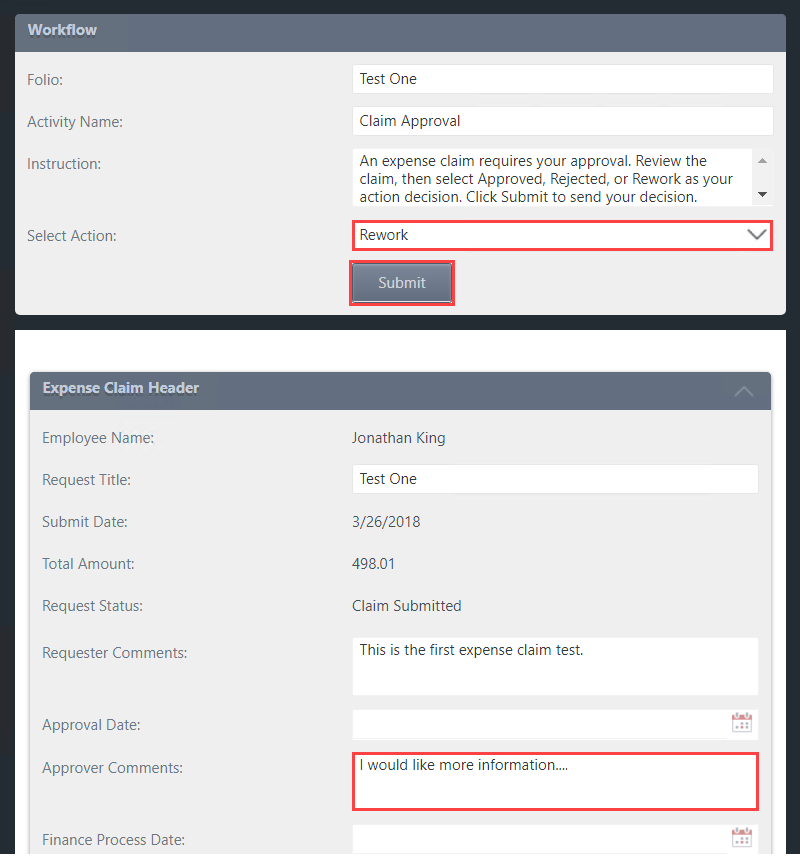 Action Workflow Task View