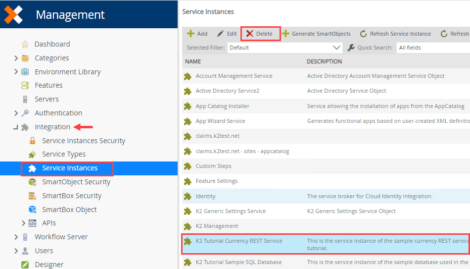 Delete Service Instances