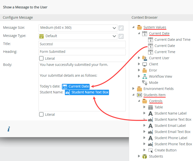 Map Context Browser Values