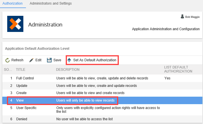 Change Default Authorization 