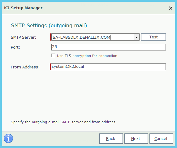 SMTP Settings (Outgoing Email)