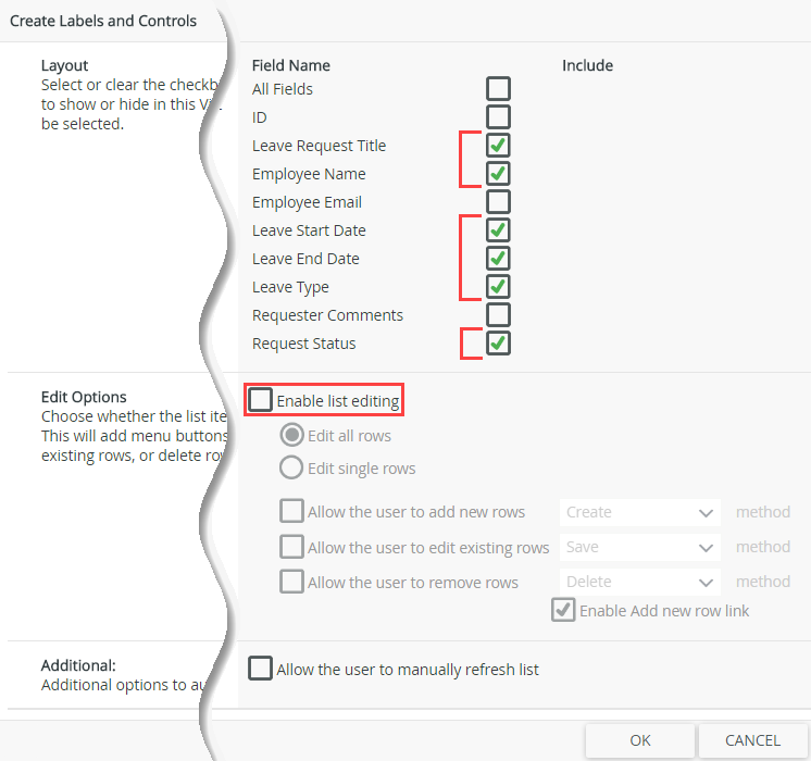 Select List View Fields to Display