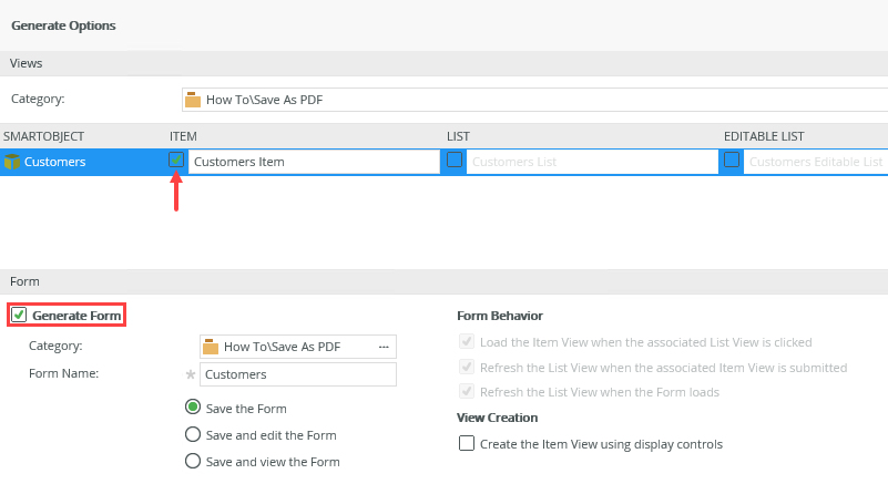 Generate View and Form