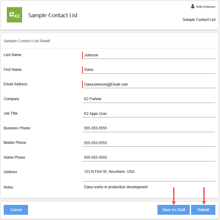 Complete List Form Fields