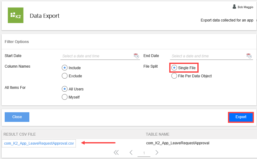 Export Single File Report