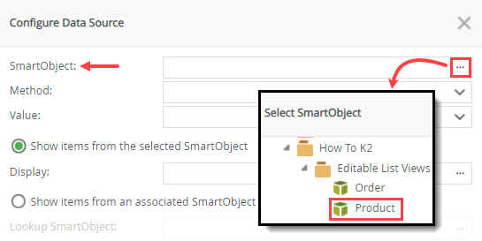 Select Product SmartObject