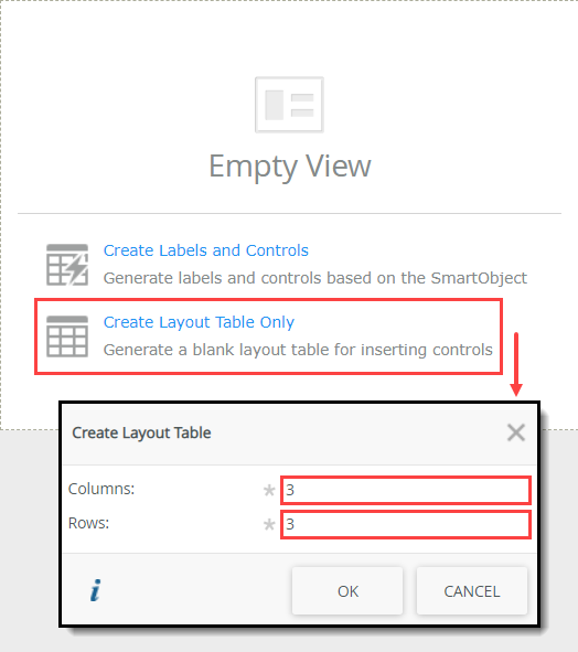 Create Layout Table Only