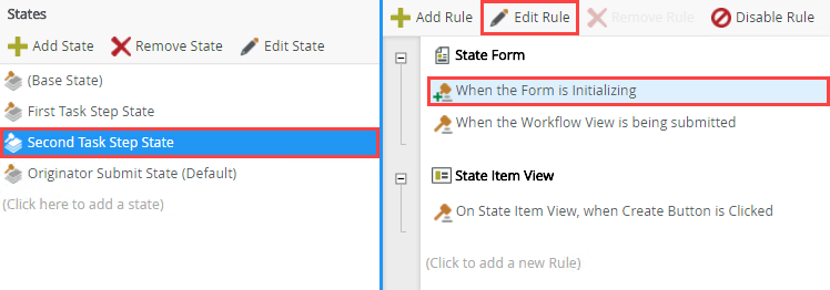 Edit Second Task Step State