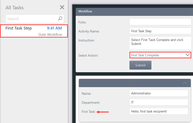 State Form Workflow View