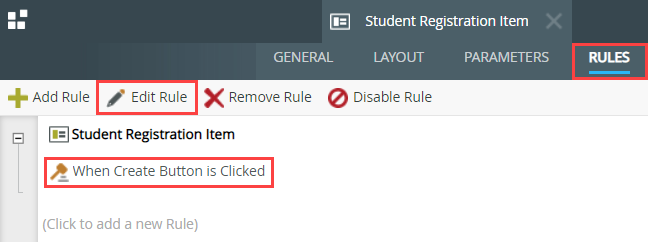 Edit Create Button Clicked Rule