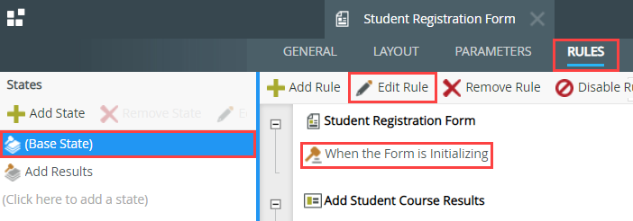 Edit Form Initializing Rule