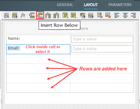 Add Rows to Layout Table