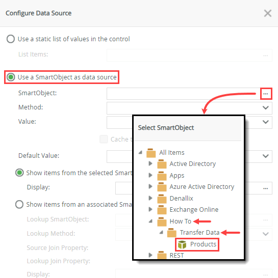 Select Products SmartObject