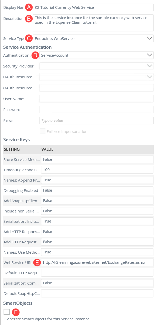 Endpoints Web Service Configuration