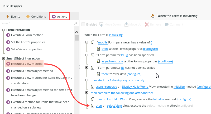 Execute a View Method Action