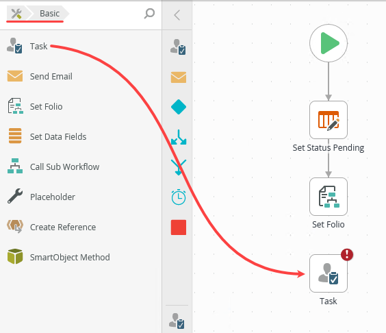 Adding a Task Step to the Canvas