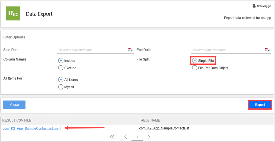 Export Single File Report