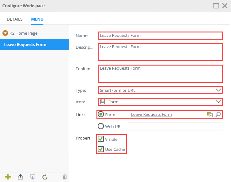 Complete Menu Fields