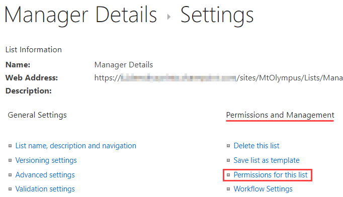 View List Permissions