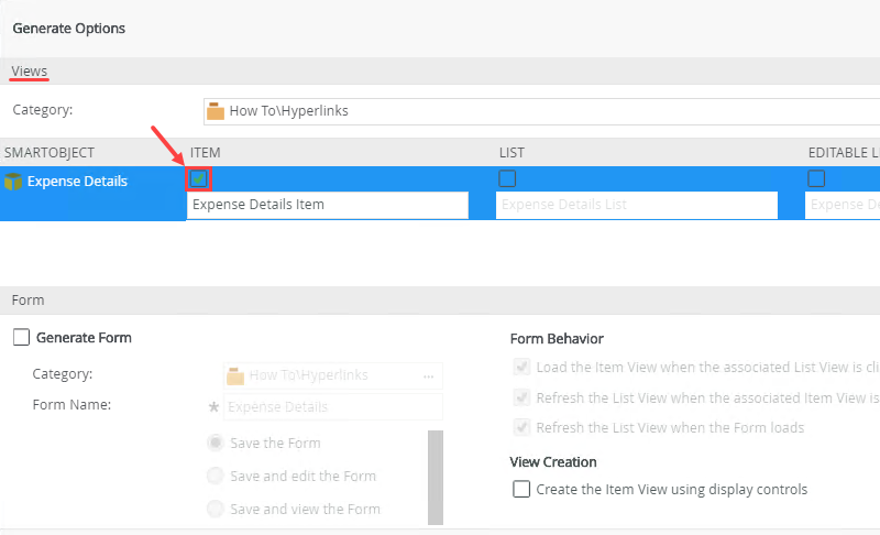 Generate Expense Details Item View