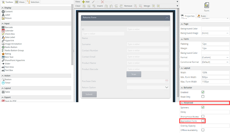 Application Form Setting