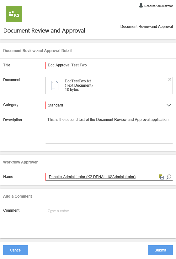 Completed Document Review and Approval Form