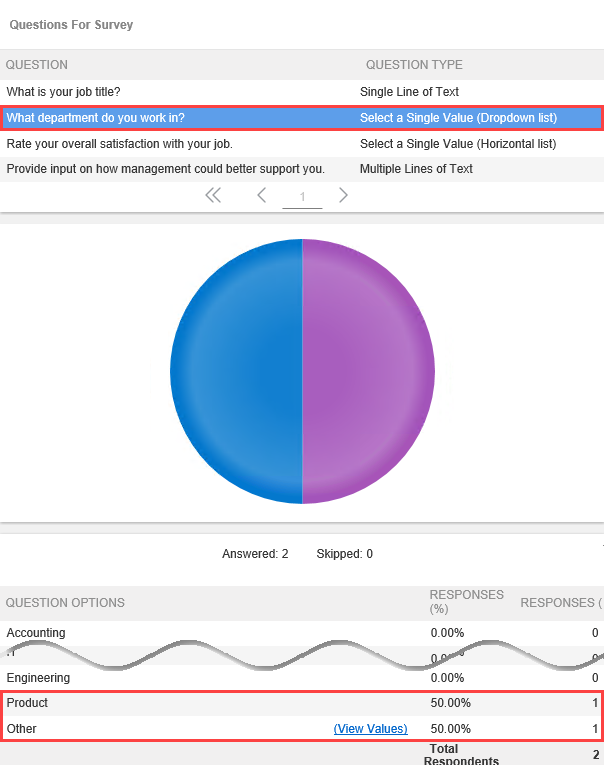 Review Survey Results Drop-Down