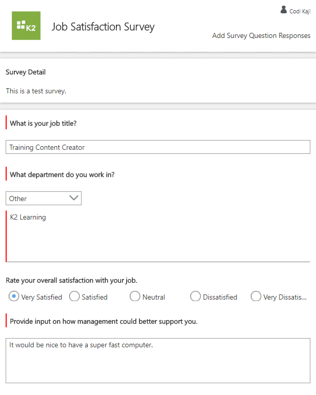 Sample Job Satisfaction Survey