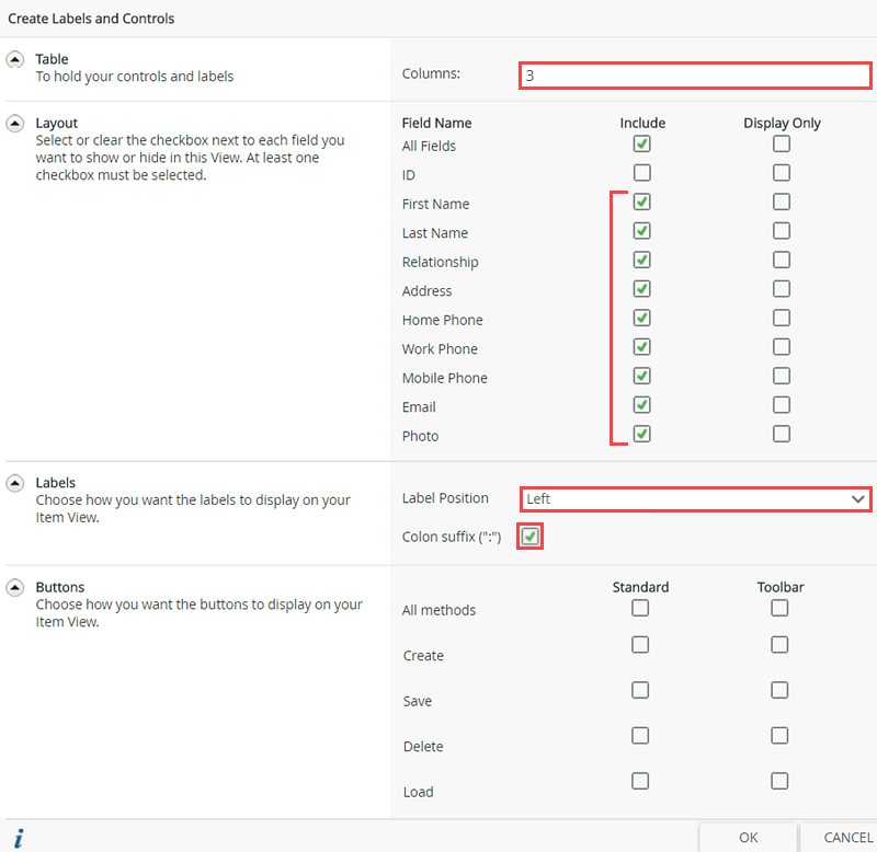 Create Lable and Control Settings