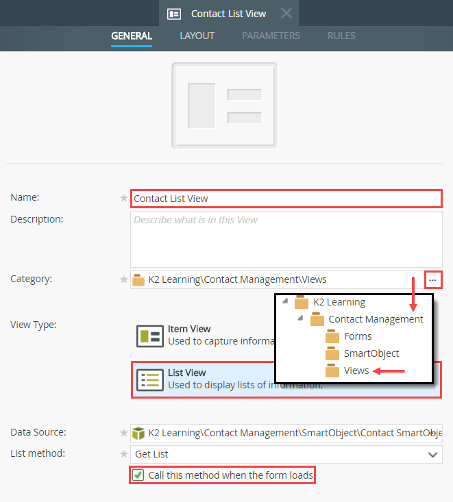 Contact Read-Only List View Properties