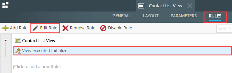 Edit the View Initialize Rule
