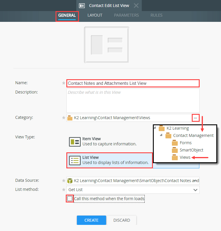 List View Properties