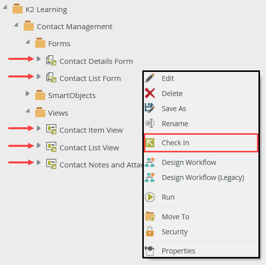 Check In Views and Forms