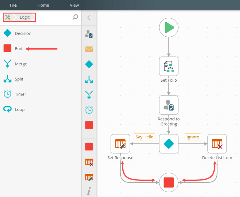 Adding an End Step to Complete the Workflow