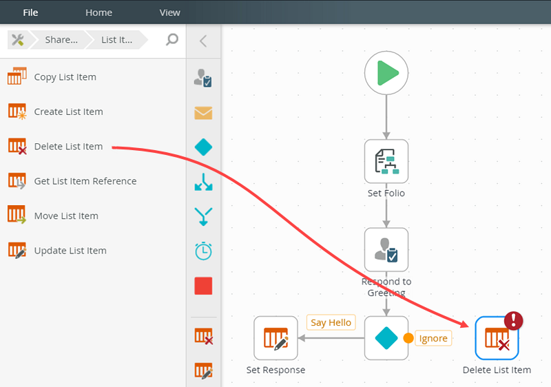 Adding a Delete List Item