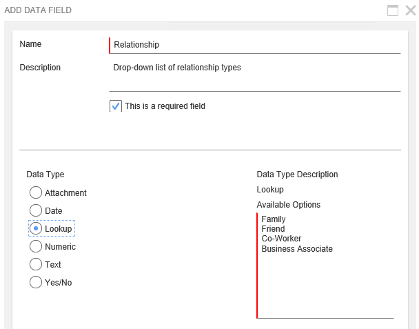 Data Field Sample