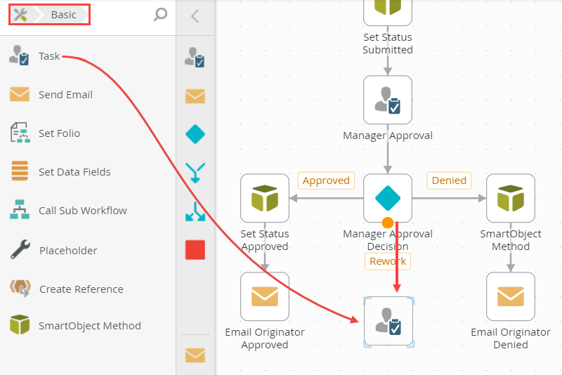 Adding a Task Step to the Canvas