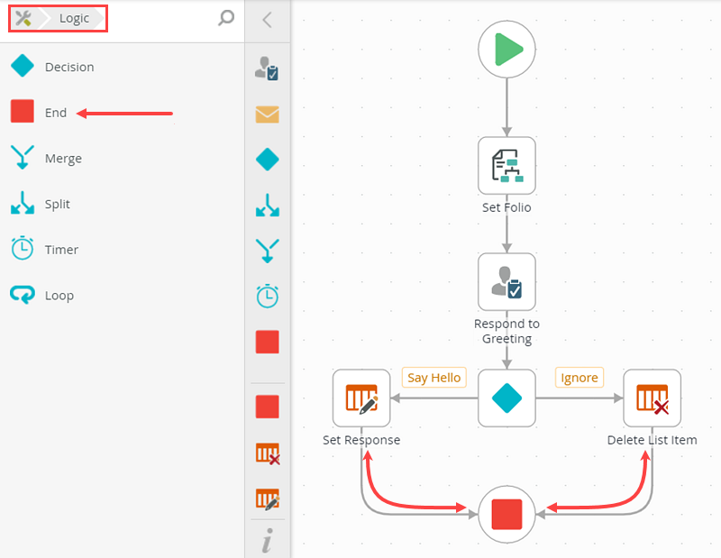 Adding an End Step to Complete the Workflow