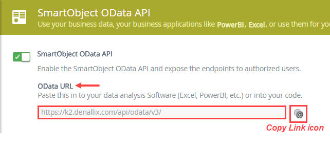 Copy OData URL